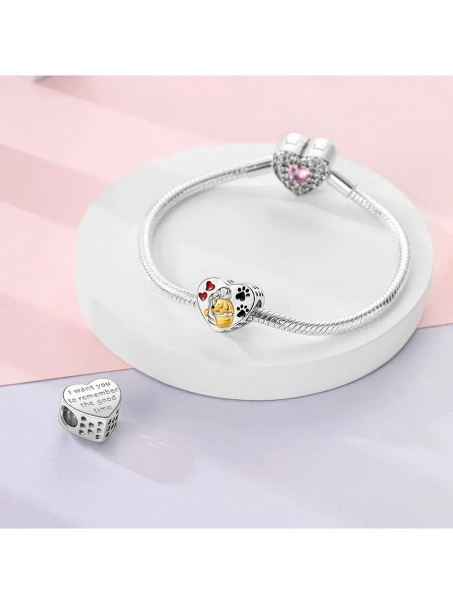 Girl Hugging Dog Heart sterling silver charm view 6