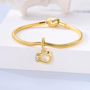 Gold Engagement Ring Pandora Charm | Diamond Solitaire Dangle | Proposal Gift | Wedding Bride Jewelry