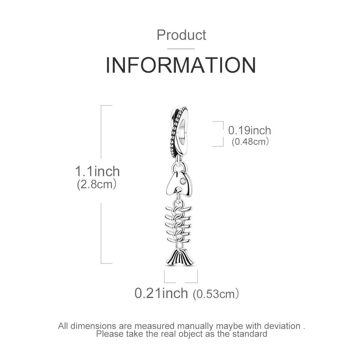 Fish Bone sterling silver charm view 6