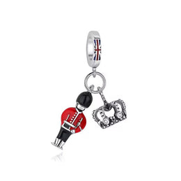 London Royal Guard Pandora Charm | Crown Union Jack | British Travel Souvenir | UK Flag Jewelry