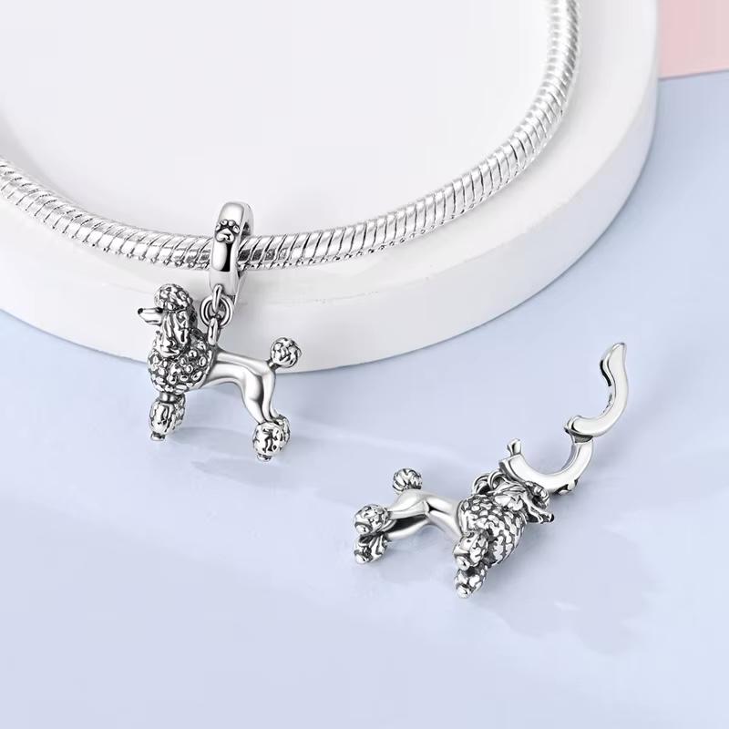 Silver Poodle charm detail view