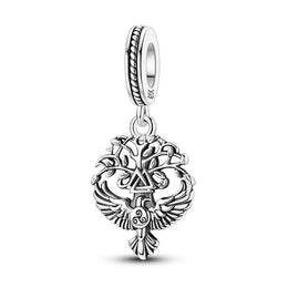 Valknut Yggdrasil Pandora Charm | Raven Triskele | Silver Viking Dangle | Norse Mythology Jewelry