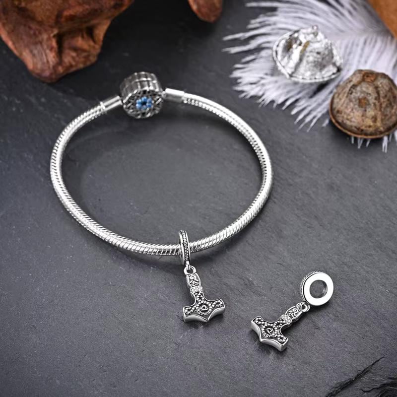 Thor Hammer sterling silver charm view 6