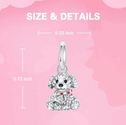 Poodle Bichon Frise Pandora Charm | Curly Puppy Red Collar Bone | Cockapoo Dog Mom Gift