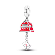 Red Postbox Pandora Charm | Love Letter Envelope Dangle | British London Travel Souvenir