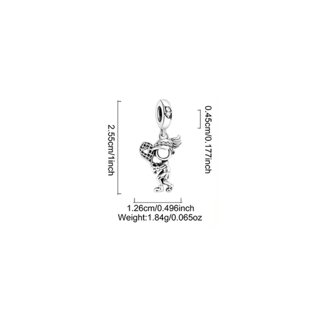 Tennis Player sterling silver charm view 6
