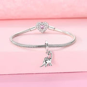 Dinosaur Pandora Charm | Mom & Baby Dino Love | Silver Animal Dangle | Prehistoric Family Gift
