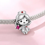 Nurse Pandora Charm | Doctor Medical Student Bead | Pink Heart Stethoscope | Graduation Gift for Her
