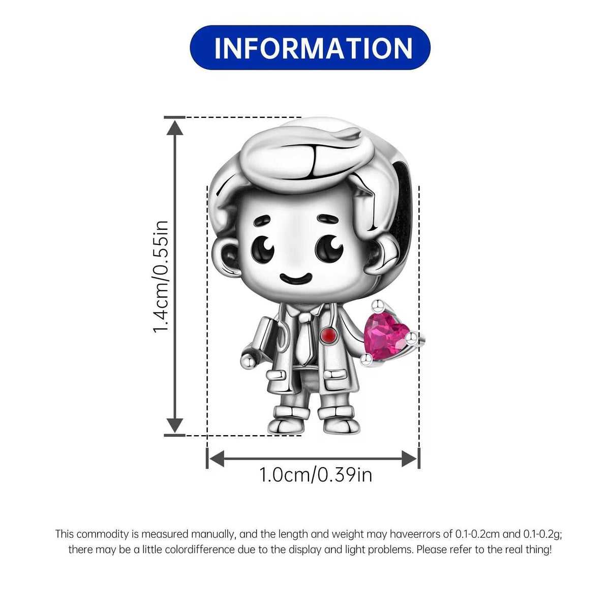 Doctor Boy sterling silver charm view 6