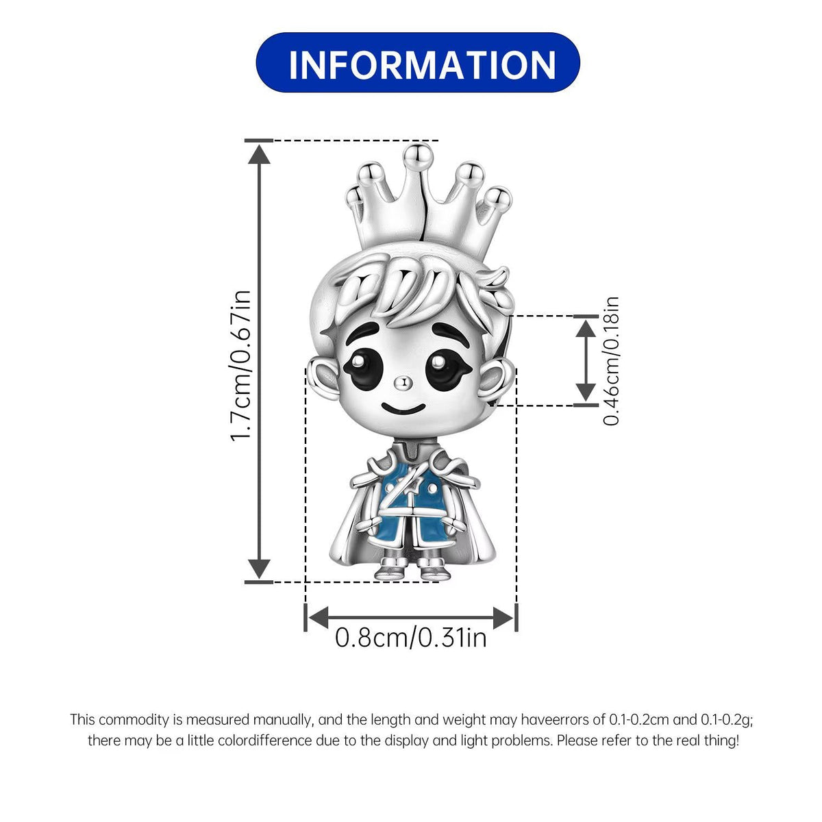 Prince Boy sterling silver charm view 6
