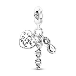 Family DNA Pandora Charm | Infinity Heart Dangle | Science Genetics Jewelry | Love Family Gift