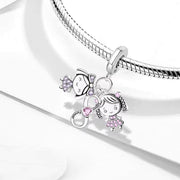 Sisters Pandora Charm | Forever Infinity Heart | Pink Purple Dangle | BFF Gift | Sibling Jewelry