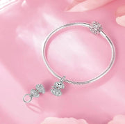 Poodle Bichon Frise Pandora Charm | Curly Puppy Red Collar Bone | Cockapoo Dog Mom Gift