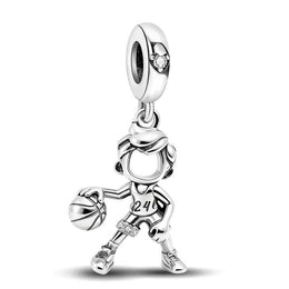 Basketball Player Pandora Charm | Number 24 Jersey Boy | Silver Sport Dangle | Athlete Son Gift