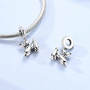 Dog Pandora Charm | Silver Party Animal Dangle | Modern Pop Art Jewelry | Circus Clown Gift