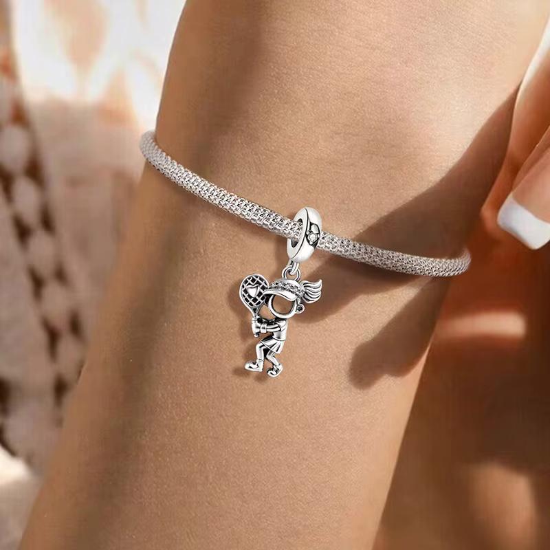 Tennis Player sterling silver charm view 5