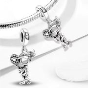 Tennis Pandora Charm | Girl Athlete Racquet Bead | Silver Sport Dangle | Team Captain Coach Gift