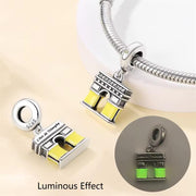 Arc Triomphe Bead Fits Pandora Charm Bracelet, Silver Paris Travel Yellow Enamel Landmark Gift