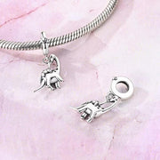 Dinosaur Pandora Charm | Mom & Baby Dino Love | Silver Animal Dangle | Prehistoric Family Gift