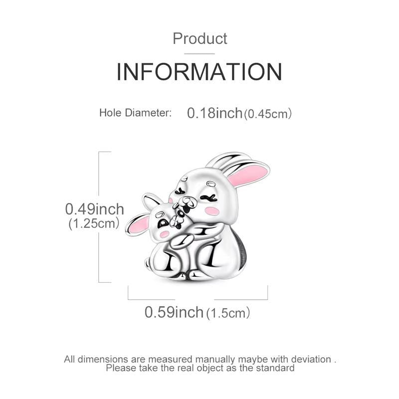 Hugging Bunnies sterling silver charm view 5