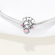 Chef Girl Pandora Charm | Baker Cook Bead | Pink Apron Spoon | Culinary School Gift