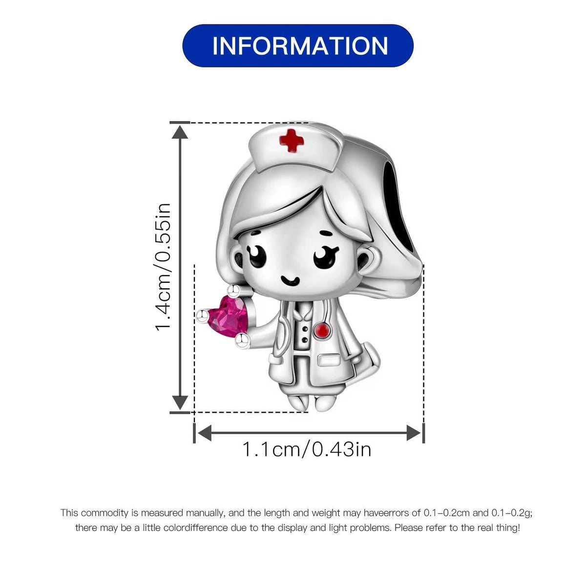 Nurse Girl sterling silver charm view 5