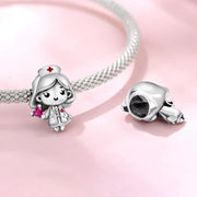 Nurse Pandora Charm | Doctor Medical Student Bead | Pink Heart Stethoscope | Graduation Gift for Her