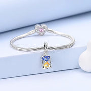 Hourglass Pandora Charm | Sun Moon Day Night | Celestial Blue Yellow Enamel | Time Flies Gift
