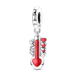 Love Thermometer Pandora Charm | Red Heart Temperature Gauge | Silver Dangle | Nurse Medical Romantic Gift