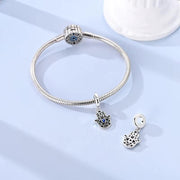 Hamsa Hand Pandora Charm | Blue Evil Eye Dangle | Silver Protection Amulet | Spiritual Gift