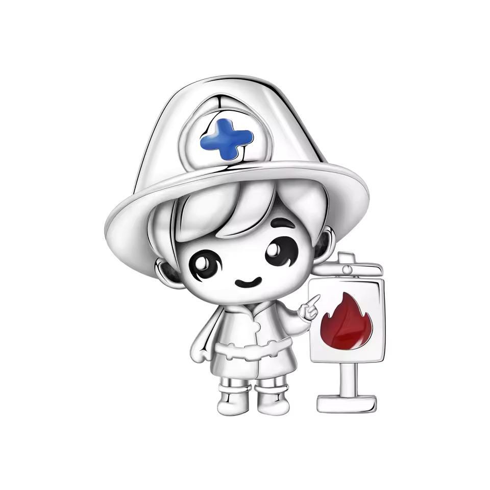 Firefighter Boy 925 sterling silver charm