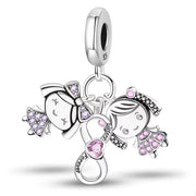 Sisters Pandora Charm | Forever Infinity Heart | Pink Purple Dangle | BFF Gift | Sibling Jewelry