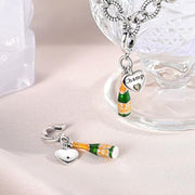 Champagne Pandora Charm | Champ Heart Dangle | Green Bottle | Celebration Success Gift | Cheers