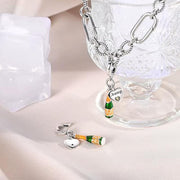 Champagne Pandora Charm | Champ Heart Dangle | Green Bottle | Celebration Success Gift | Cheers