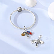 USA Semiquincentennial Pandora Charm | 250th Anniversary 1776-2026 | Eagle Liberty Flag Dangle | American Patriot Gift