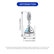 Sailboat Pandora Charm | Blue Stripe Boat | Silver Nautical Dangle | Summer Ocean Travel Gift