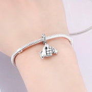 Dad Pandora Charm | Father Son Hand Fist Bump | Silver Family Dangle | New Baby Gift