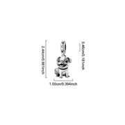 Pug Dog Bead Fits Pandora Charm Bracelet, Silver Puppy Animal Pet Collar Enamel Jewelry