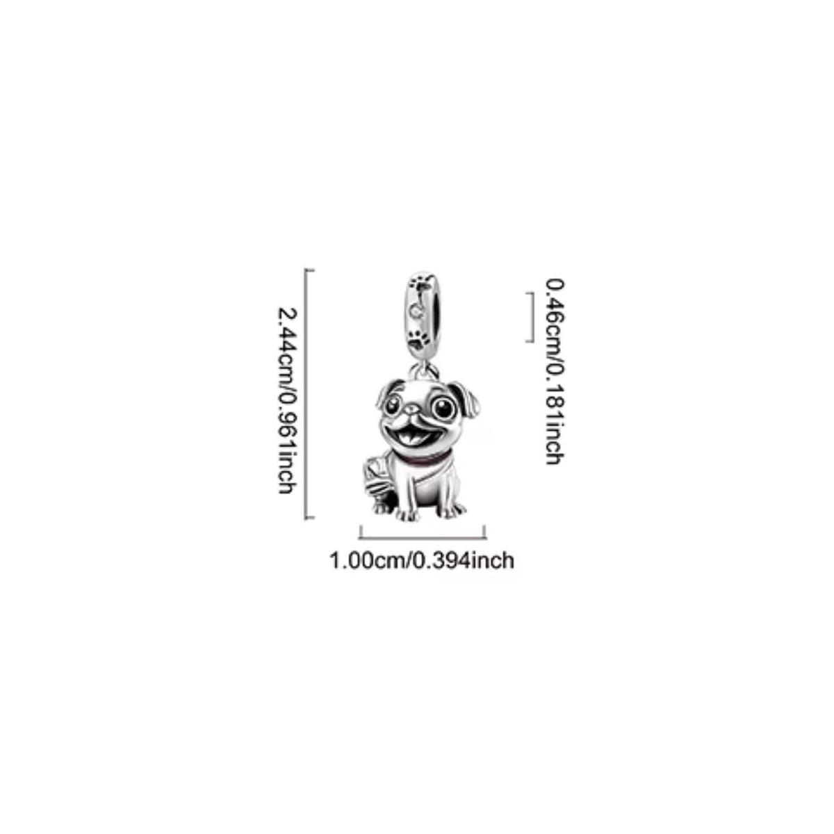 Pug Dog sterling silver charm view 5