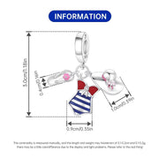 Summer Beach Pandora Charm | Swimsuit Flip Flop Hat Dangle | Nautical Travel Gift