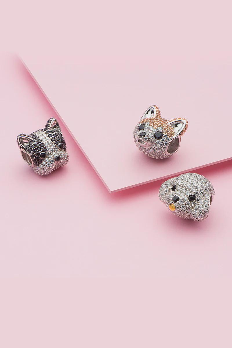 Sparkling Poodle Head sterling silver charm view 9