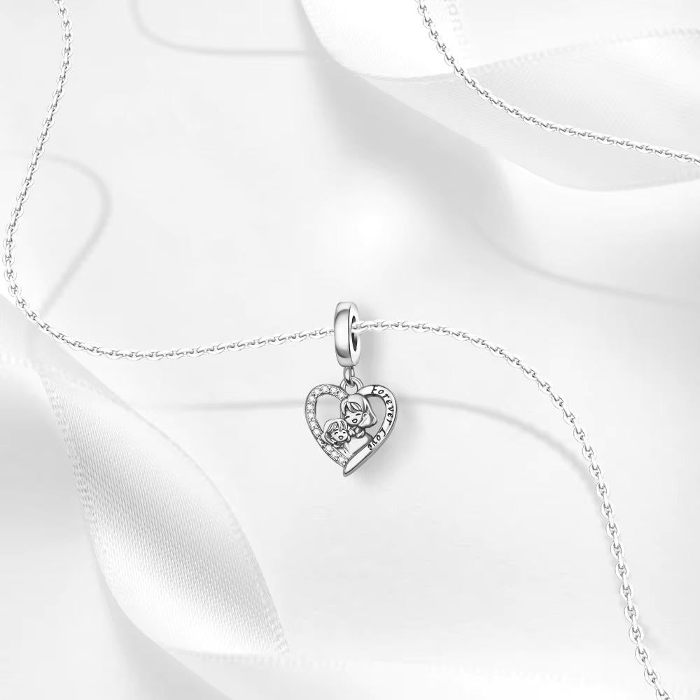 Mother Daughter sterling silver charm view 8