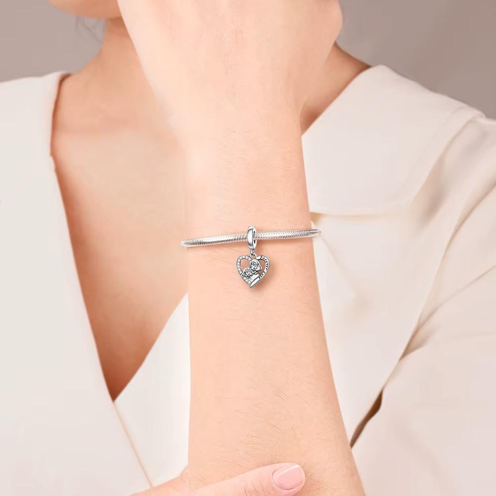 Mother Daughter sterling silver charm view 5