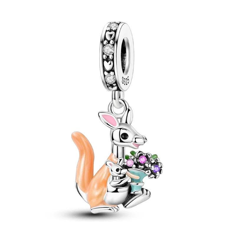 Mom And Baby Kangaroo 925 sterling silver charm