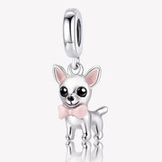 Chihuahua Pandora Charm | Pink Bow Puppy Dangle | Silver Dog Pet Lover Gift