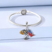 USA Semiquincentennial Pandora Charm | 250th Anniversary 1776-2026 | Eagle Liberty Flag Dangle | American Patriot Gift