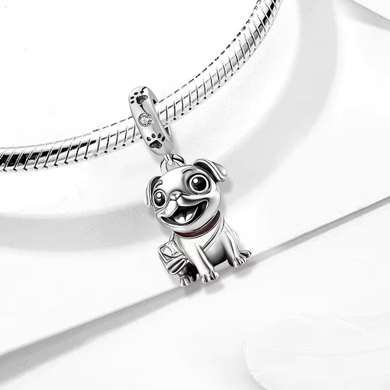 Pug Dog charm detail view