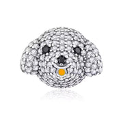 Sparkling Poodle Head Bead Fits Pandora Charm Bracelet Silver Crystal Animal Puppy Pet Gift