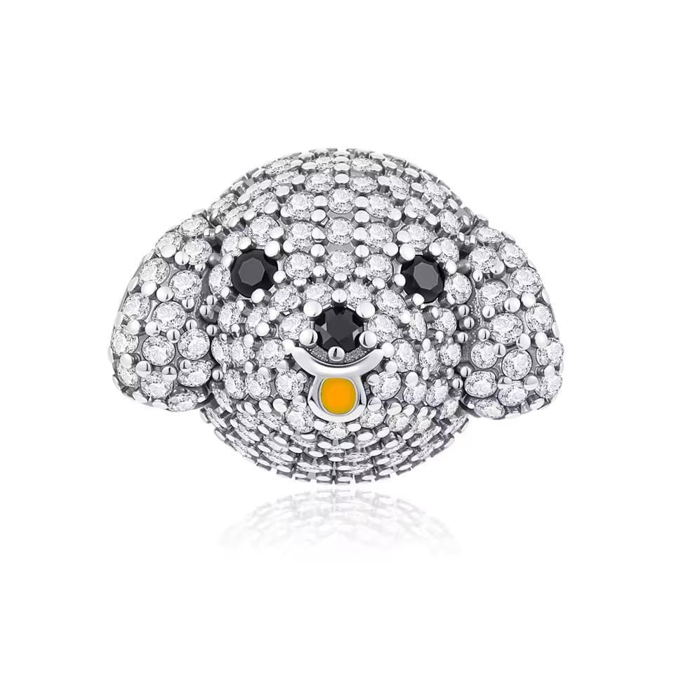 Sparkling Poodle Head sterling silver charm view 6