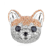 Shiba Inu Pandora Charm | Orange Crystal Pave Dog Bead | Akita Corgi Pet Lover Gift
